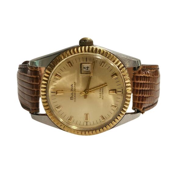Vintage 1968 Bulova Oceanographer Watch Solid 10K Bezel Ring - Picture 1 of 8
